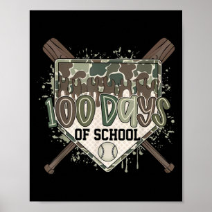 Camo 100 Tage Schule Baseball Home Plate Drip B Poster