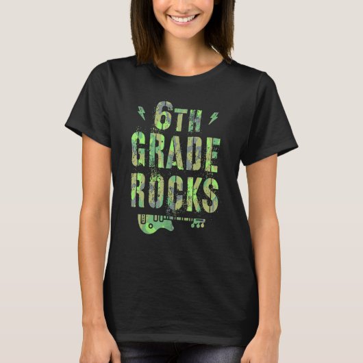 Camo 6th Grade Rocks Camp Teacher Squad Sixth Grad T-Shirt (Vorderseite)