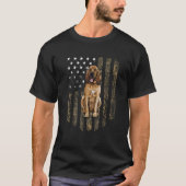 Camo American Flag Bloodhound 4th Of July USA T-Shirt (Vorderseite)