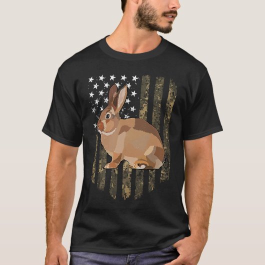 Camo American Flag Rabbit 4th Of July Farm Animal T-Shirt (Vorderseite)