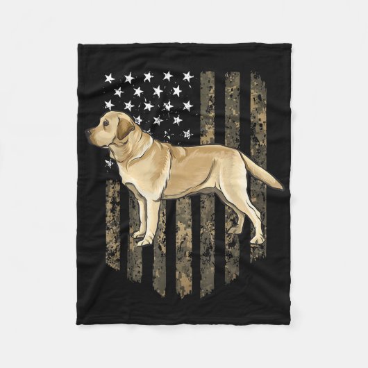 Camo American Flag Yellow Labrador Retriever Fleecedecke (Vorderseite)