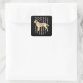 Camo American Flag Yellow Labrador Retriever Quadratischer Aufkleber (Tasche)