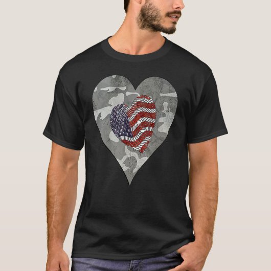 Camo American Usa Camouflage  Distressed Camo Flag T-Shirt (Vorderseite)