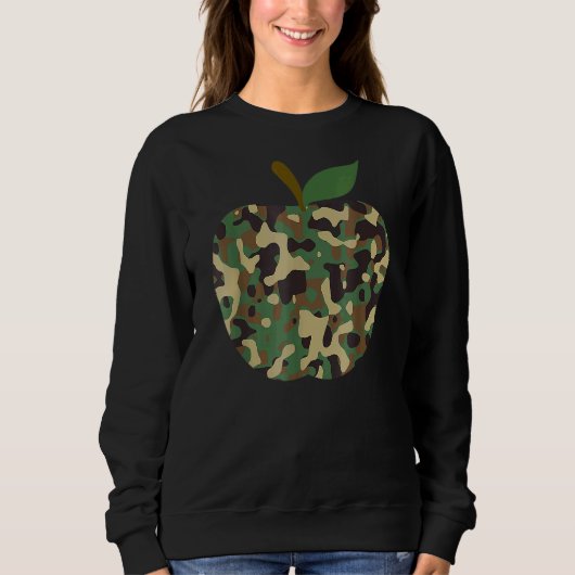 Camo Apple First Day of School Teaching Team Sweatshirt (Vorderseite)