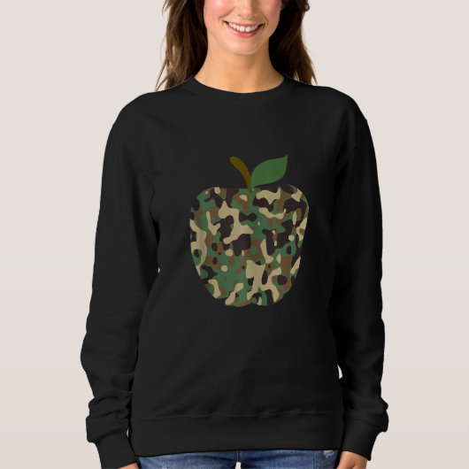 Camo Apple First Day of School Teaching Team Sweatshirt (Vorderseite)