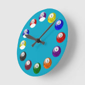 Camo Ball Teal Felt Pool Clock Runde Wanduhr (Winkel)