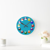Camo Ball Teal Felt Pool Clock Runde Wanduhr (Zuhause)
