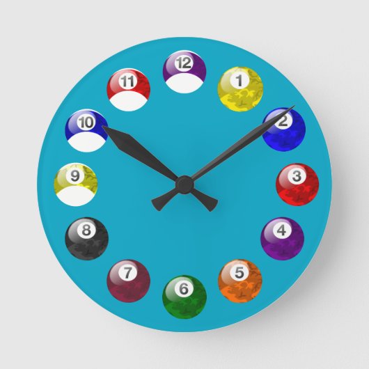 Camo Ball Teal Felt Pool Clock Runde Wanduhr (Vorderseite)