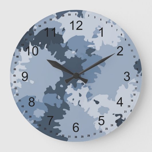 Camo Blue Große Wanduhr (Vorderseite)