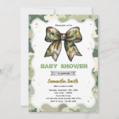 Camo Bow Baby Shower Invitation Einladung (Vorderseite)