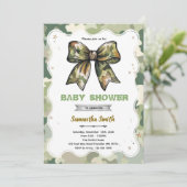Camo Bow Baby Shower Invitation Einladung (Stehend Vorderseite)