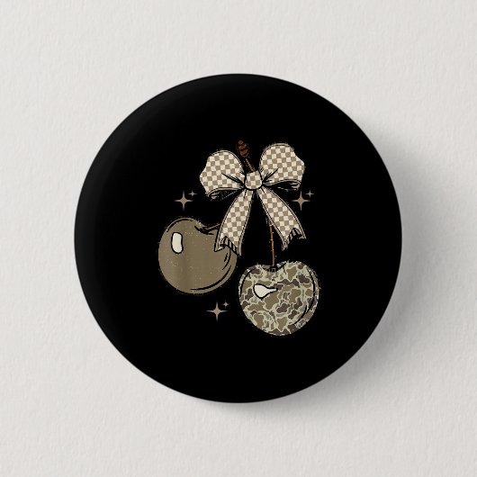Camo Checkered Cherry Bow, Hunting,checkered Patte Button (Vorderseite)