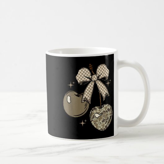 Camo Checkered Cherry Bow, Hunting,checkered Patte Kaffeetasse (Rechts)
