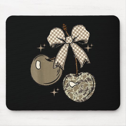 Camo Checkered Cherry Bow, Hunting,checkered Patte Mousepad (Vorne)