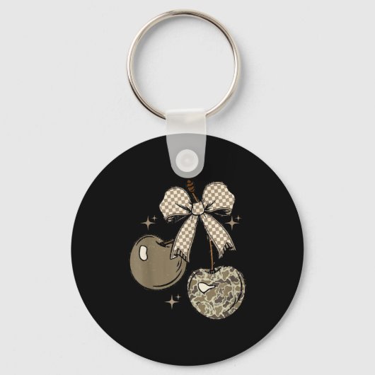 Camo Checkered Cherry Bow, Hunting,checkered Patte Schlüsselanhänger (Vorderseite)