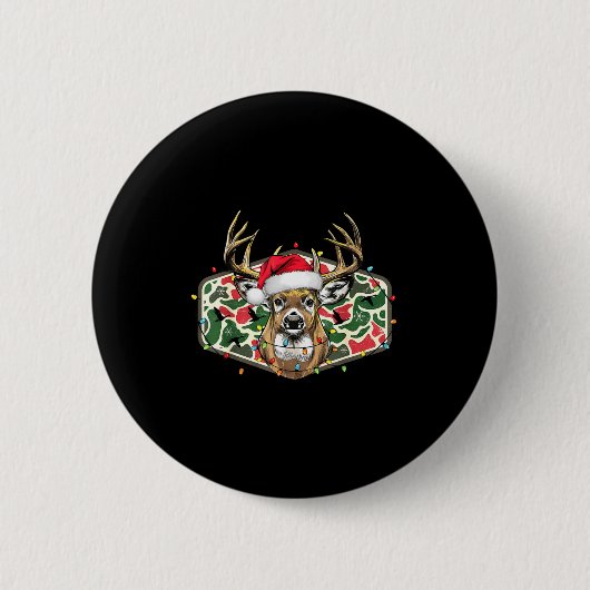 Camo Christmas Santa Deer Hunting Season Holiday O Button (Vorderseite)