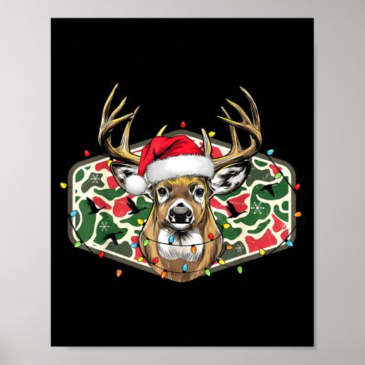 Camo Christmas Santa Deer Hunting Season Holiday O Poster (Vorne)