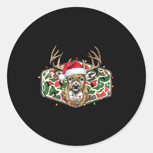 Camo Christmas Santa Deer Hunting Season Holiday O Runder Aufkleber (Vorderseite)