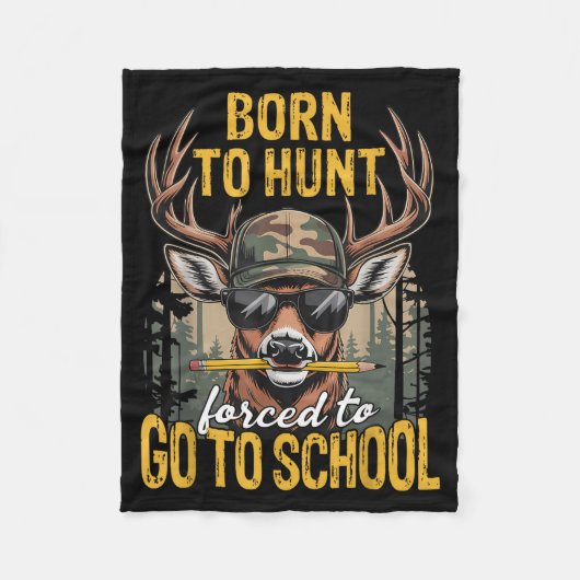 Camo Deer Hunting Boys Kids Funny Born Hunt Forced Fleecedecke (Vorderseite)