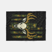 Camo Deer Hunting Elk Skull American Flag Youth Bo Fleecedecke (Vorderseite (Horizontal))