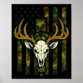 Camo Deer Hunting Elk Skull American Flag Youth Bo Poster (Vorne)