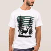 Camo Flag Deer Hunting Forest Silhouette Tee (Vorderseite)