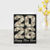 Camo Frohes Neues Jahr Party 2026 Familie Matching Karte (Gelbe Blume)