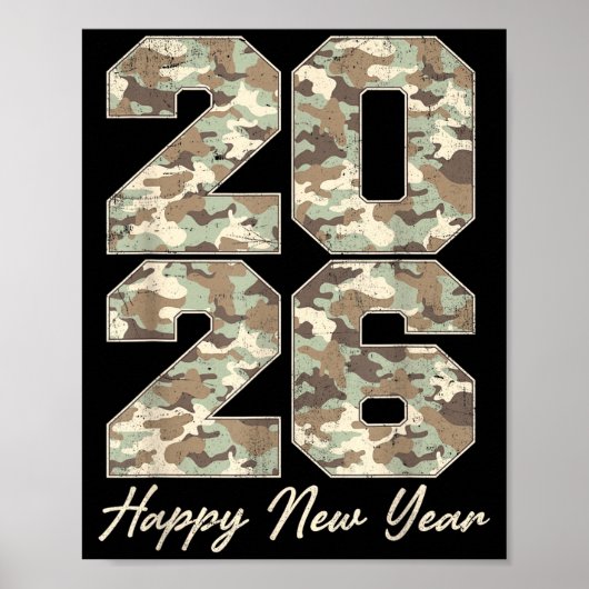 Camo Happy New Year Party 2026 Family Matching Cos Poster (Vorne)