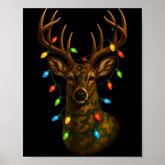 Camo Hunting Reindeer Deer Christmas Holiday Xmas  Poster (Vorne)