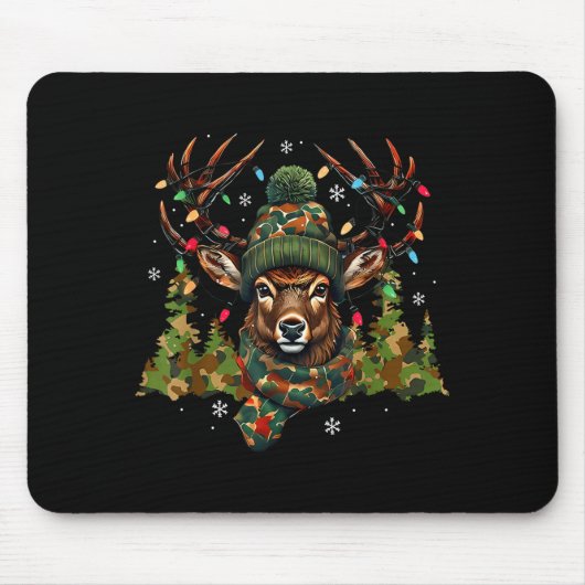 Camo Hunting Reindeer Deer Xmas Lights Christmas H Mousepad (Vorne)