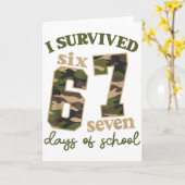 Camo I Survived 67 Six Seven Days Of School Teache Karte (Gelbe Blume)