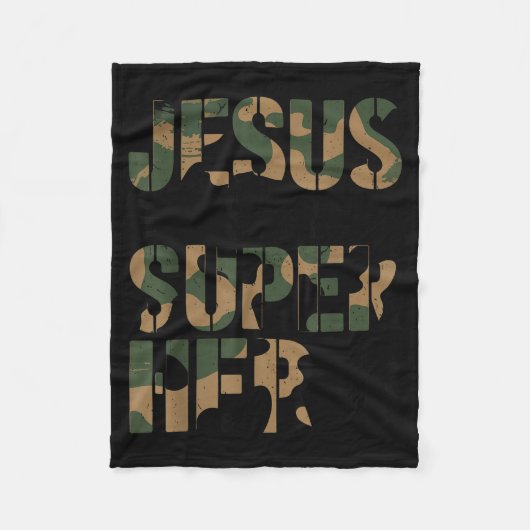 Camo Jesus Is My Superhero Toddler Boys Camouflage Fleecedecke (Vorderseite)