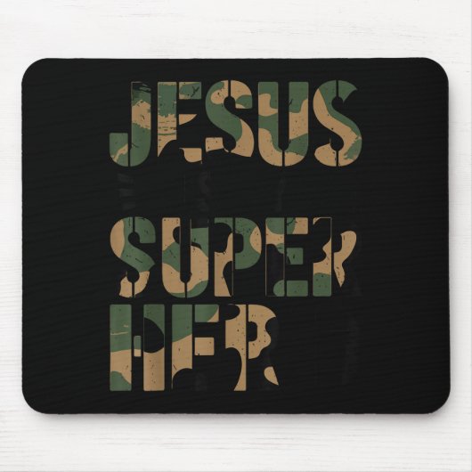 Camo Jesus Is My Superhero Toddler Boys Camouflage Mousepad (Vorne)