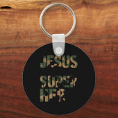 Camo Jesus Is My Superhero Toddler Boys Camouflage Schlüsselanhänger (Vorderseite)