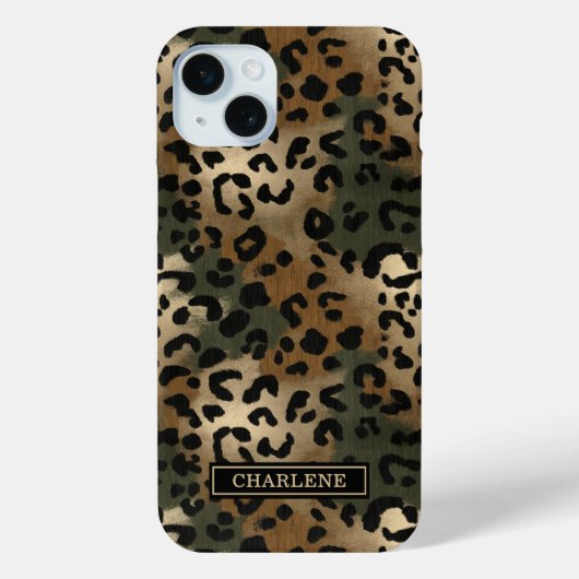Camo Leopard Print Monogrammed Case-Mate iPhone Hülle (Rückseite)