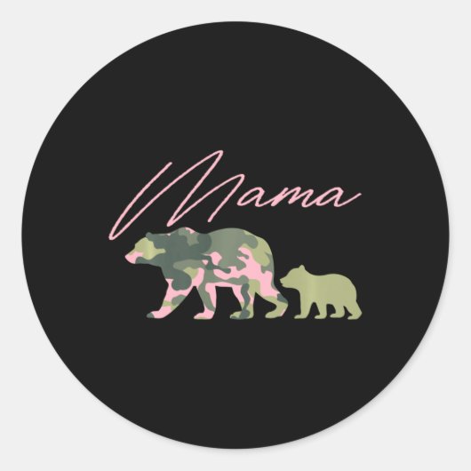 Camo Mama Bear Shirt, Mama Bear And Cub, Mom Of 1, Runder Aufkleber (Vorderseite)
