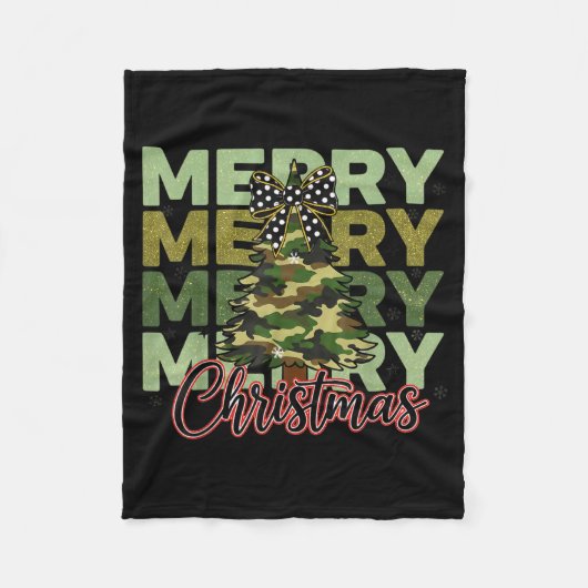 Camo Merry Christmas Camouflage Christmas Tree Coq Fleecedecke (Vorderseite)