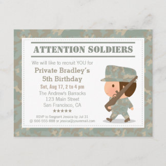 Camo Military Army Soldier Boy Birthday Party Einladung