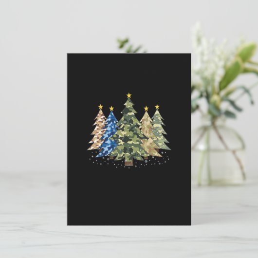 Camo Print Christmas Trees with Tarnung Print X Einladung (Stehend Vorderseite)