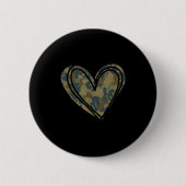 Camo Print Heart Valentines Day Button (Vorderseite)