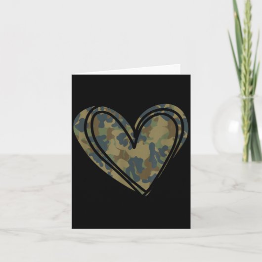 Camo Print Heart Valentines Day Karte (Vorderseite)