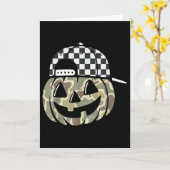 Camo Pumpkin Jack O Lantern Face Camouflage Hallow Karte (Gelbe Blume)