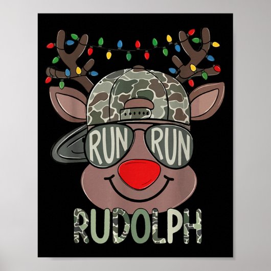 Camo Reindeer Hat Ball Cap Christmas Boy Cute Xmas Poster (Vorne)