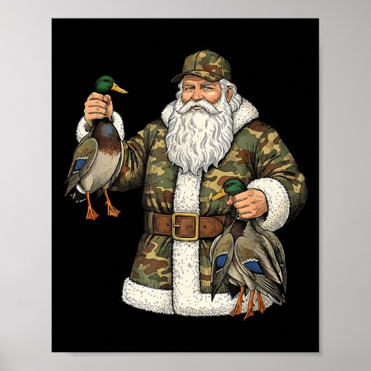 Camo Santa Mallard Duck Hunting Christmas Hunter G Poster (Vorne)