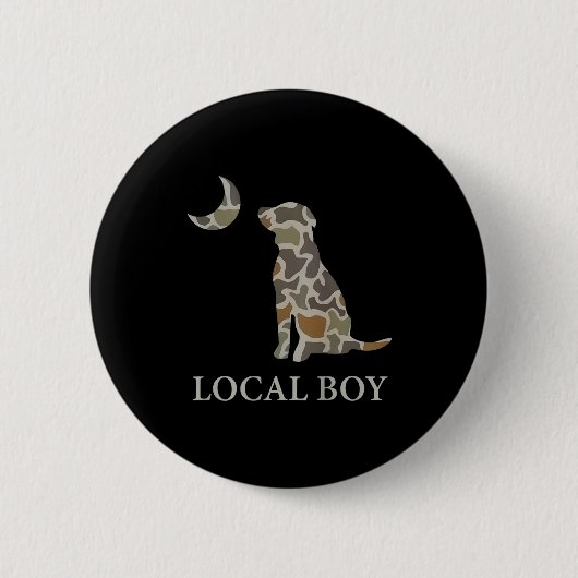 Camo Southern Local Boy Duck Hunting Black Lab Out Button (Vorderseite)