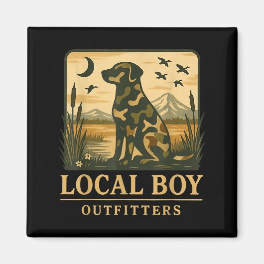 Camo Southern Local Boy Duck Hunting Black Lab Out Magnet (Vorne)