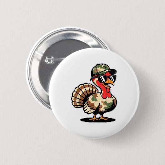 Camo Turkey Day Hunting Fall Thanksgiving Button (Vorne & Hinten)