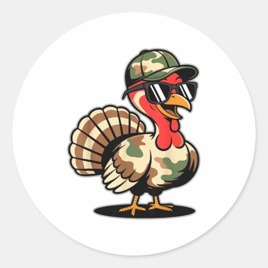 Camo Turkey Day Hunting Fall Thanksgiving  Runder Aufkleber (Vorderseite)