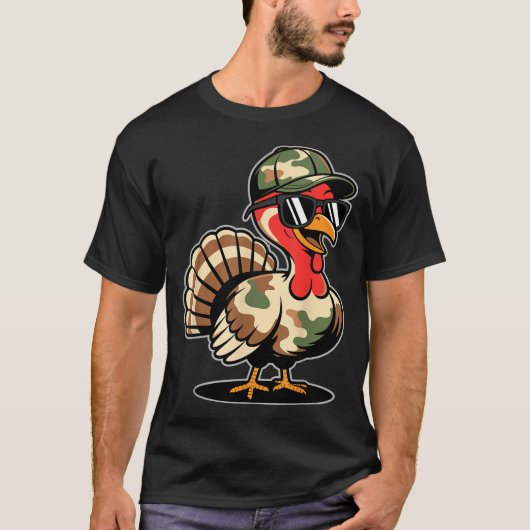 Camo Turkey Day Hunting Fall Thanksgiving T-Shirt (Vorderseite)