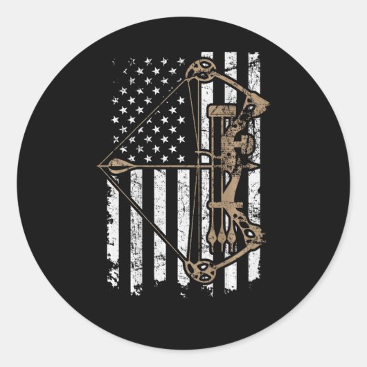 Camo Usa Flag Archery Compound Bow - Bow Hunter (o Runder Aufkleber (Vorderseite)